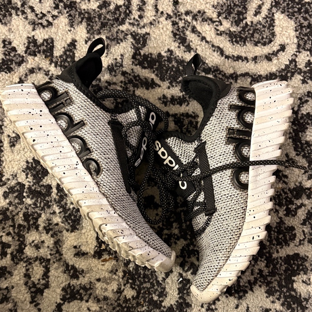 Adidas Kids Black and White Speckled Sneakers